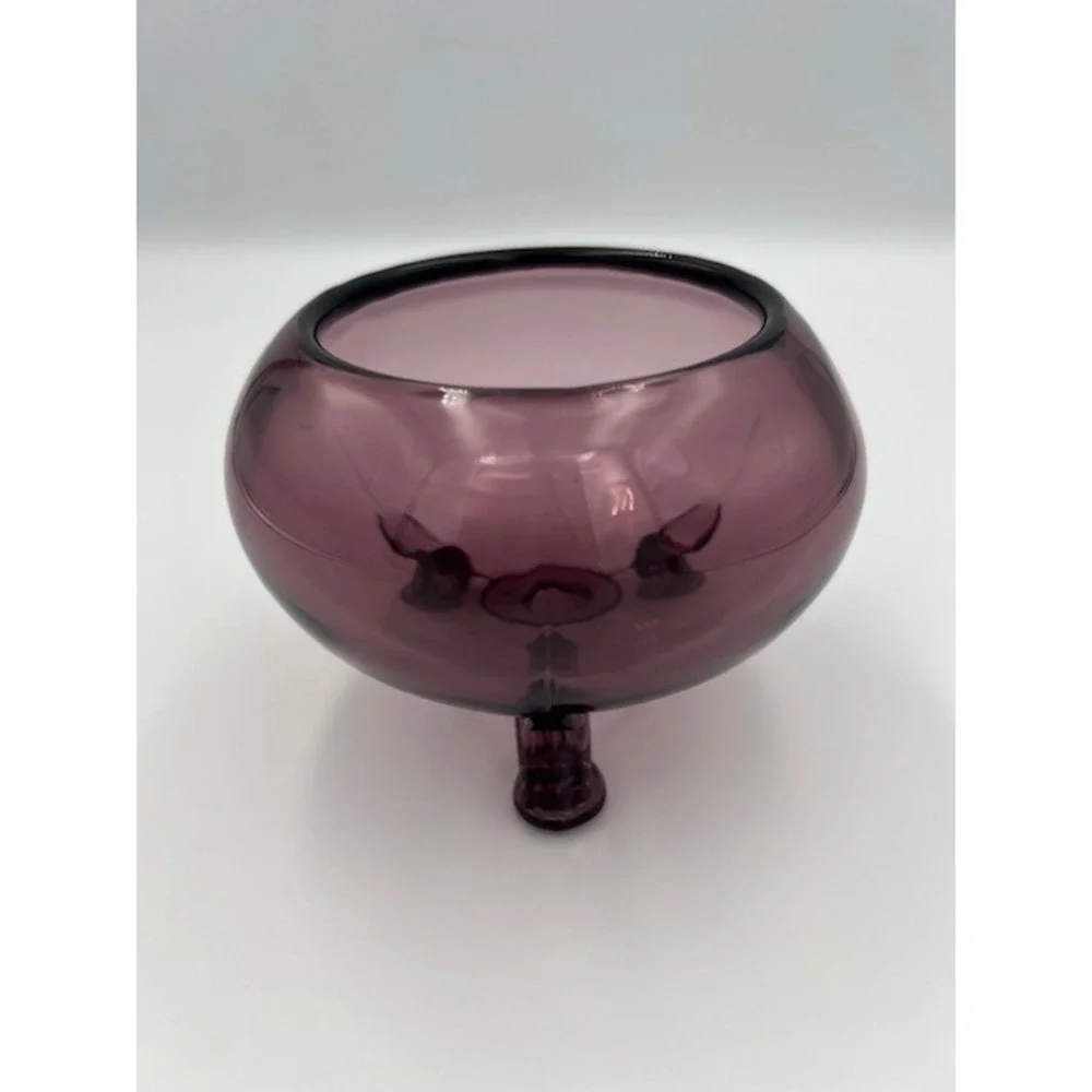 Vintage Viking Glass Amethyst Flowerlite Footed Rose Bowl Purple Art Glass